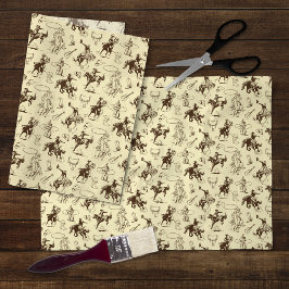 Papel De Seda Cavalos de Rodeio de Cowboy Ocidental Decoupage