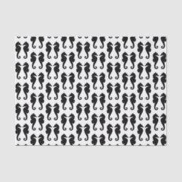 Papel De Seda Cavalos do Mar Negro em Branco