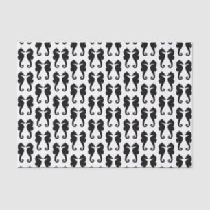 Papel De Seda Cavalos do Mar Negro no branco