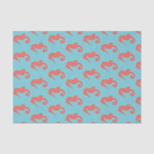 Papel De Seda Cavalos marinhos & azul cor-de-rosa corais