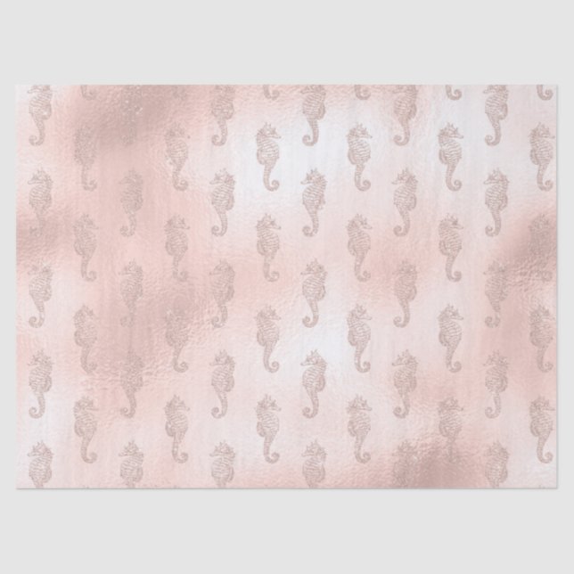 Papel De Seda Cavalos-marinhos na desmontagem rosa (Frente )