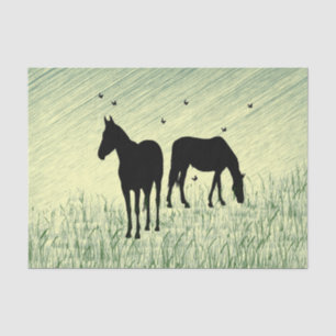 Papel De Seda Cavalos no Campo