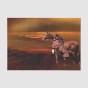 Papel De Seda Cavalos no crepúsculo