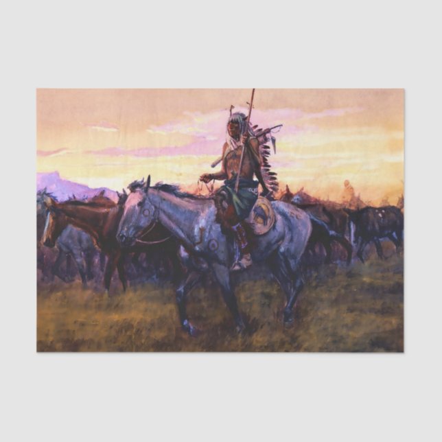 Papel De Seda "Cavalos roubados" por Charles M Russell (Frente )