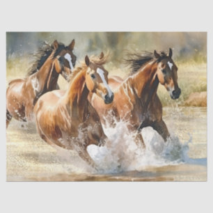 Papel De Seda Cavalos Selvagens Aquarela