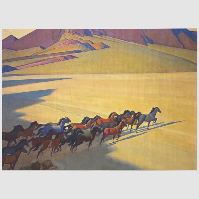 Papel De Seda “Cavalos Selvagens de Nevada” por Maynard Dixon (Frente )