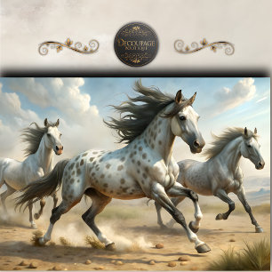 Papel De Seda Cavalos Selvagens Manchados Arte Decoupage