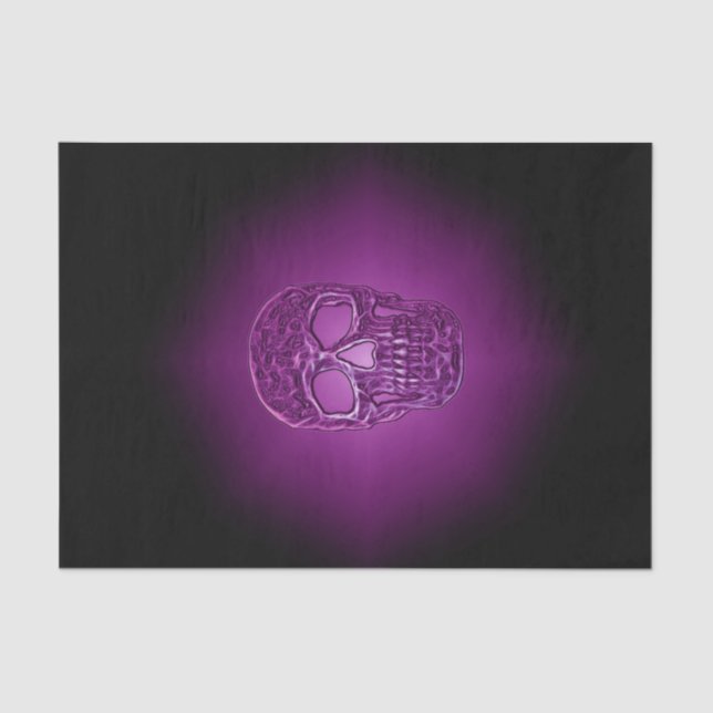 Papel De Seda Caveira brilhante Roxo Preto Legal Assustador (Frente )