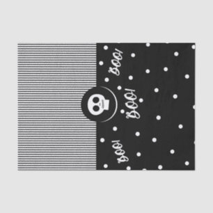 Papel De Seda Caveira Caprichosa Preto & Branco Bolinhas & Listr