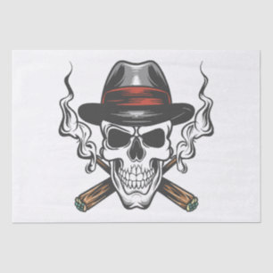 Papel De Seda Caveira de gângster com chapéu fedora