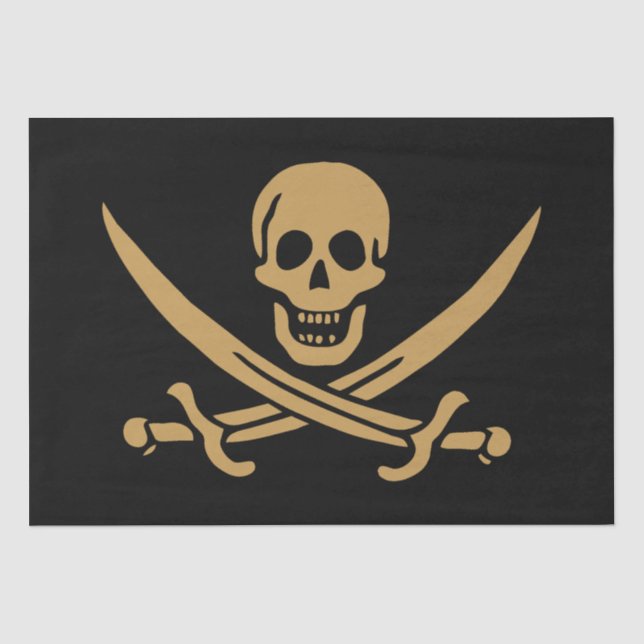 Papel De Seda Caveira e Cutelo do Pirata Calico Jack em Ouro Ast (Frente )