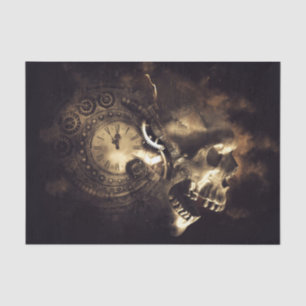 Papel De Seda Caveira e Relógio Steampunk