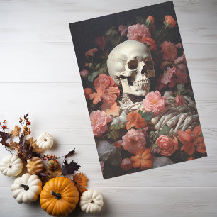 Papel De Seda Caveira Esqueleto com Rosas