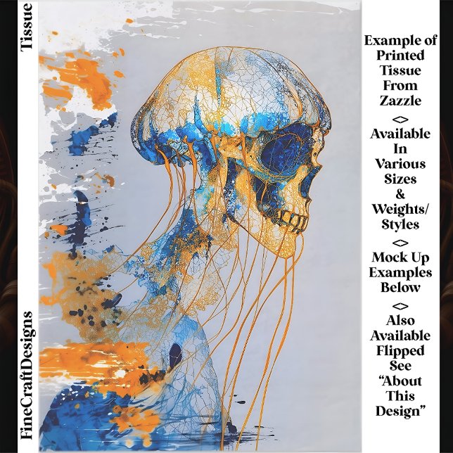 Papel De Seda Caveira Surreal no Oceano, Descamação do Watercolo (Criador carregado)