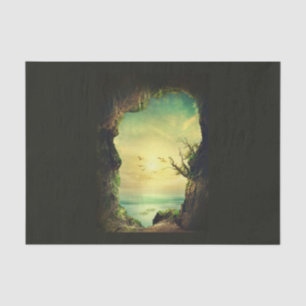 Papel De Seda Caverna com vista a uma Foto Cênica do Mar Tropica