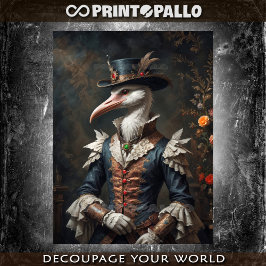 Papel De Seda Cegonha-dândi elegante com flor e chapéu superior