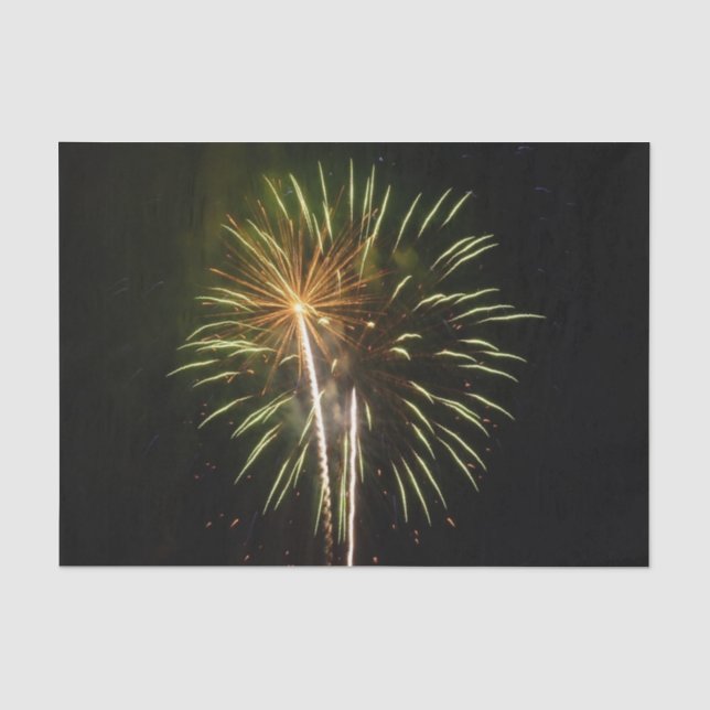 Papel De Seda Celebração de Feriado com Fogos de Artifício Verde (Frente )