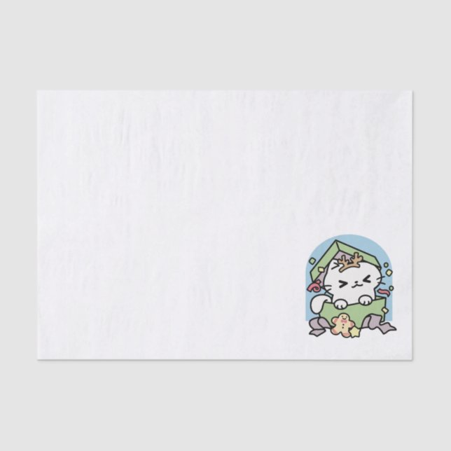 Papel De Seda Celebração de Natal com Gato de Tempo Puro (Frente )