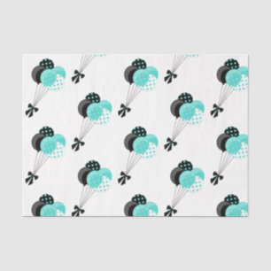 Papel De Seda Celebração do Balão Negro e Teal