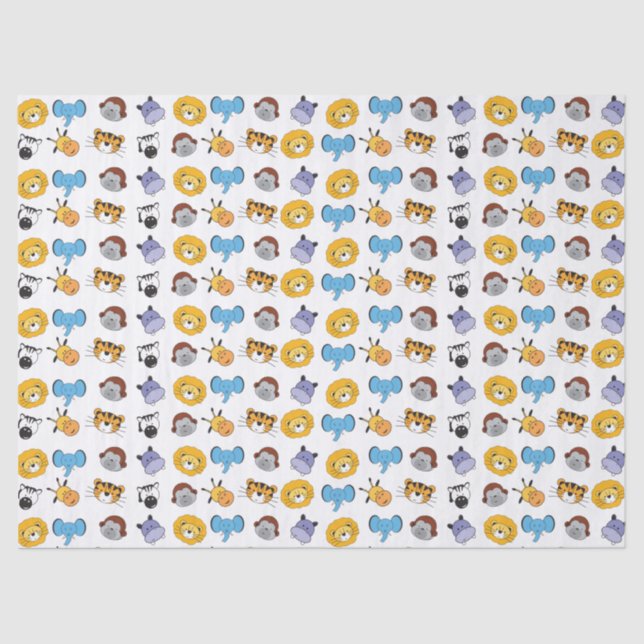 Papel De Seda Celebração Safari: Molho de Ilustração Animal (Frente )