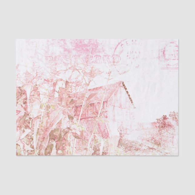 Papel De Seda Celeiro Rústico País Branco Marrom Script Angustia (Frente )