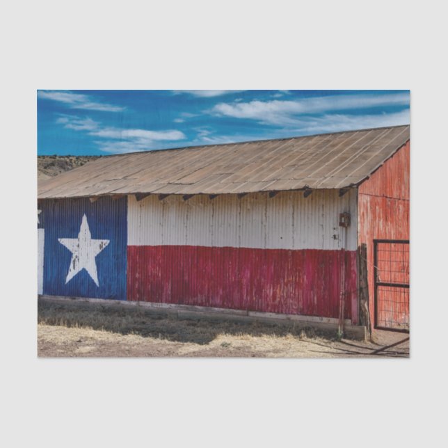 Papel De Seda Celeiro Vermelho, Branco e Azul - Com Estrelas! (Frente )