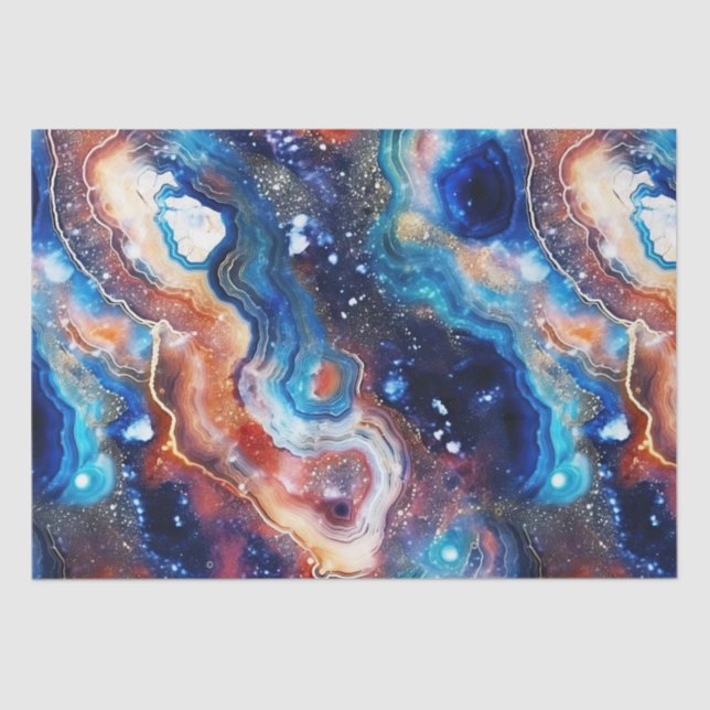 Papel De Seda Celestial Agate | Fiery Cosmic Stone Pattern (Frente )
