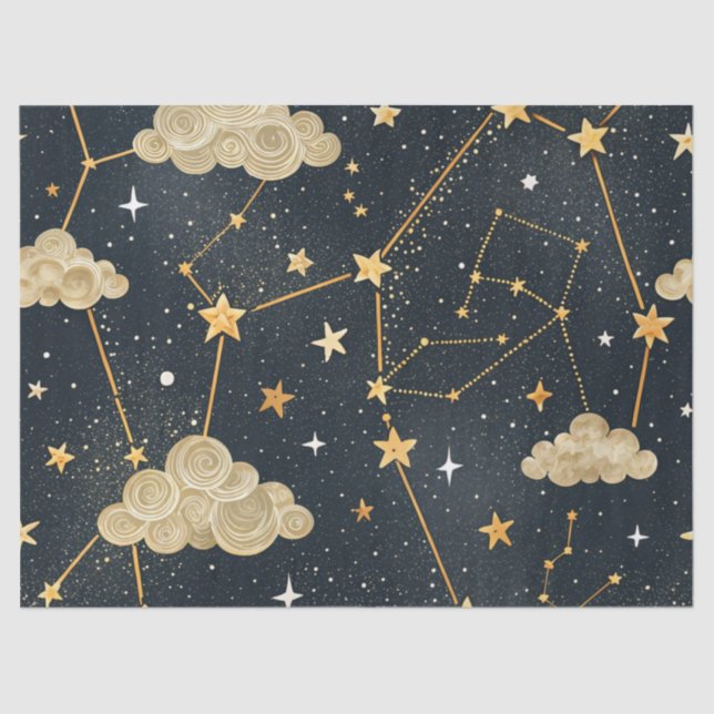 Papel De Seda Celestial Constellation Star Pattern (2) (Frente )