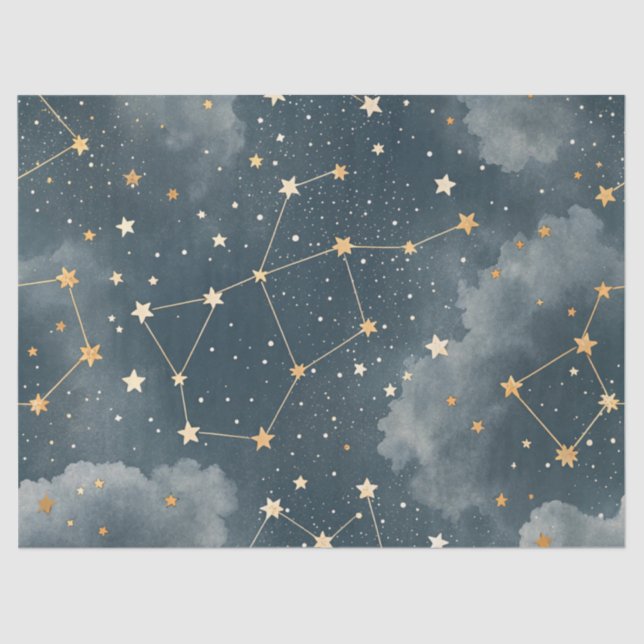 Papel De Seda Celestial Constellation Star Pattern (4) (Frente )