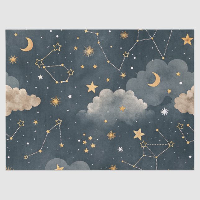 Papel De Seda Celestial Constellation Star Pattern (5) (Frente )