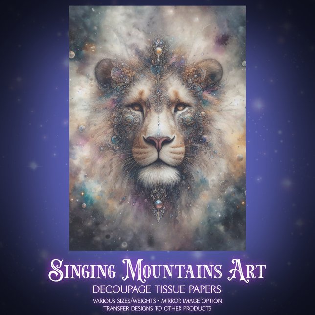 Papel De Seda Celestial Fantasy Lion Craft Decoupage (Criador carregado)