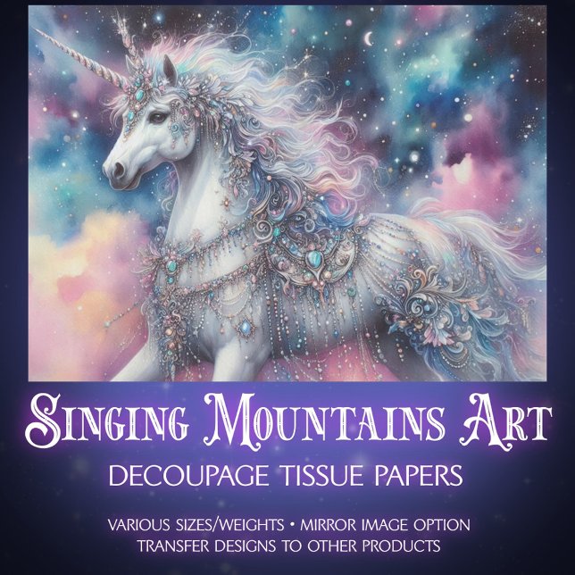Papel De Seda Celestial Unicorn Fairytale Craft Decoupage  (Criador carregado)