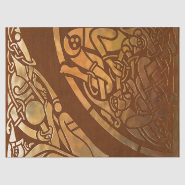 Papel De Seda Celtic Brown Suade Arte Tribal (Frente )