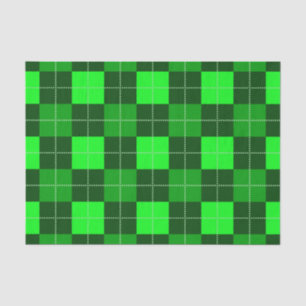 PAPEL DE SEDA CÉLULAS DE PADRÃO DE XADREZ IRLANDESA VERDE BRILHO