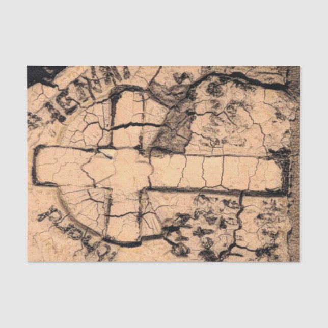 Papel De Seda Cemitério Gótico Vinheta Sepia Lápide Grunge (Frente )