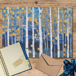 Papel De Seda Cena da Árvore Aspen da Montanha Boho