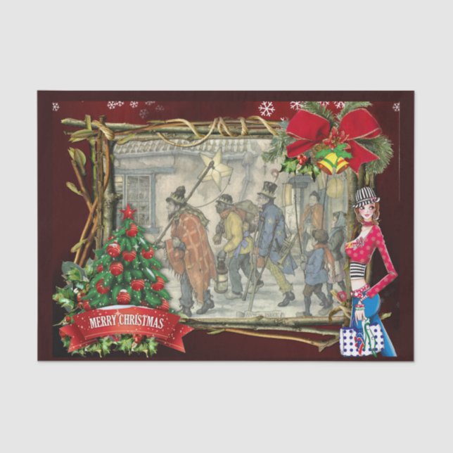 Papel De Seda Cena da rua em Old Amsterdam (Frente )