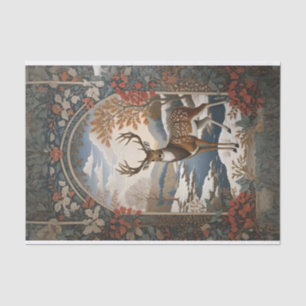 Papel De Seda Cena de inverno de veados Elegante