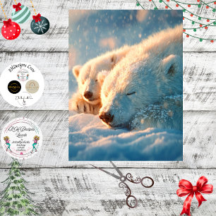 Papel De Seda Cena de Inverno do Urso Polar Desmontado Dormindo