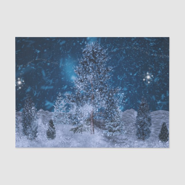 Papel De Seda Cena de Inverno Fractal Crepitante (Frente )