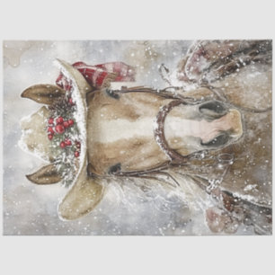 Papel De Seda Cena de Inverno vestindo Cavalo de Desnuvem