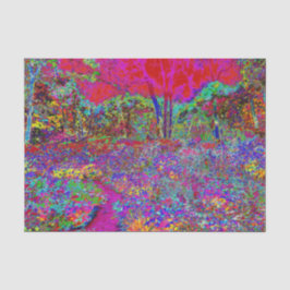 Papel De Seda Cena de Jardim Impressionista Psicodélico