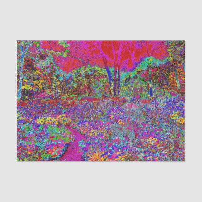 Papel De Seda Cena de Jardim Impressionista Psicodélico (Frente )