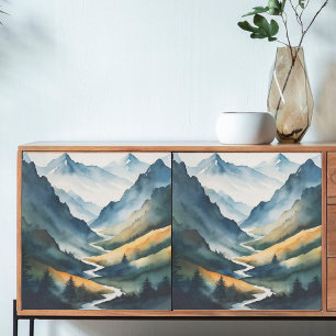 Papel De Seda Cena de Montanha Azul Tan