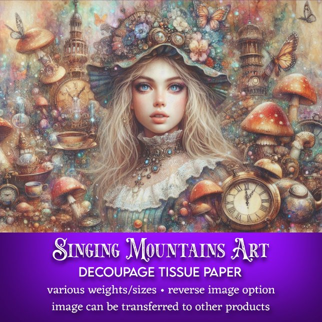 Papel De Seda Cena de Mushroom Fantasy Cena Alice Wonderland Dec (Criador carregado)