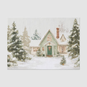 Papel De Seda Cena de Natal em Estilo Vintage