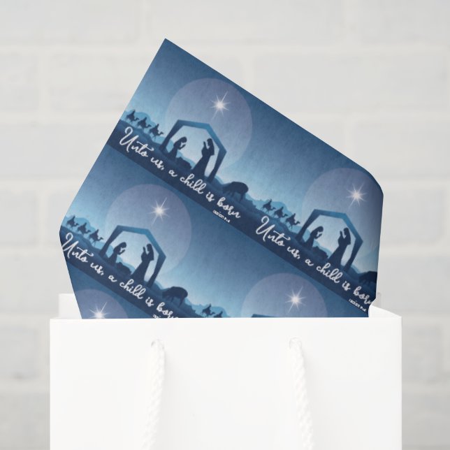 Papel De Seda Cena de Natal Religiosa Padrão (Sacola de presentes)