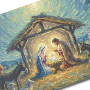 Papel De Seda Cena de Natividade Impressionista de Pintura