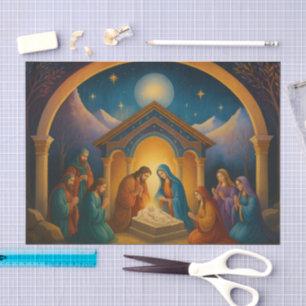Papel De Seda Cena de Natividade Pintada Moderna