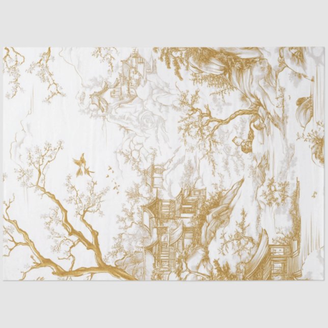 Papel De Seda Cena de Paisagem Chinesa de Desvinculação (Frente )